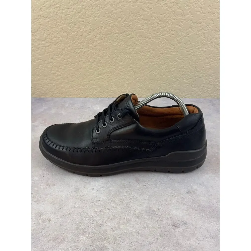 ECCO Seawalker Mens EU 43 US 9.5-10 Black Leather Moc Toe Oxford Walking Shoes